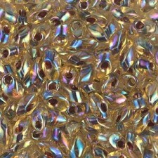 Miyuki long Magatama beads 4x7mm - Garnet lined transparent lt. topaz LMA-2161